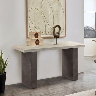 Abbey Modern Concrete and Solid Wood Entryway Console Table - Bed Bath ...
