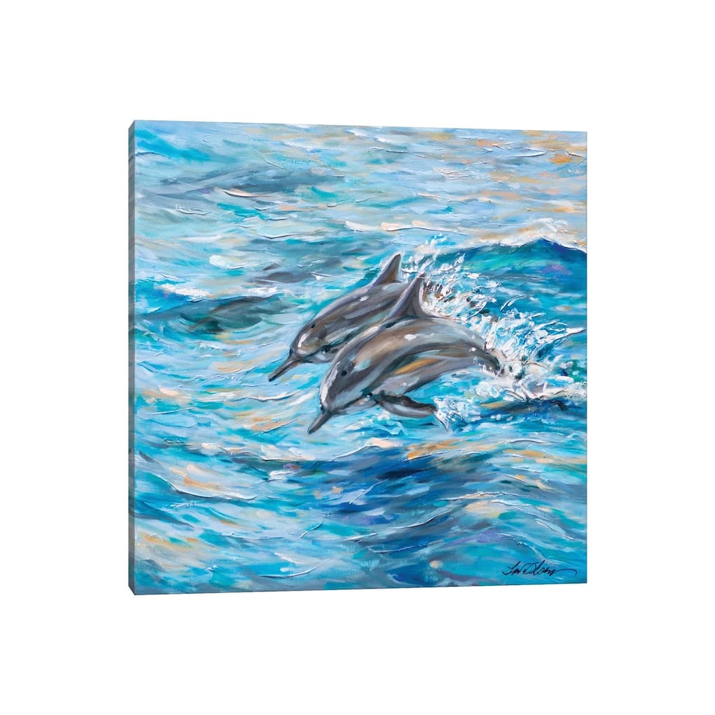 iCanvas "Dolphins Jumping" by Linda Olsen Canvas Print
