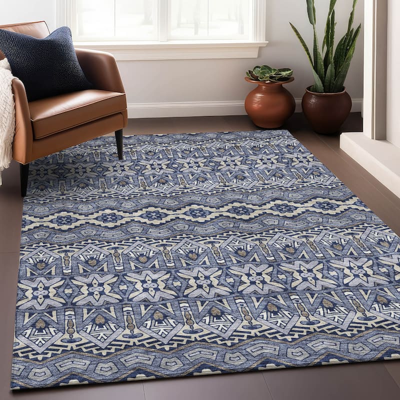 Premium Washable Super Soft Moroccan Global Mayfield Rug - Denim - 9' x 12'