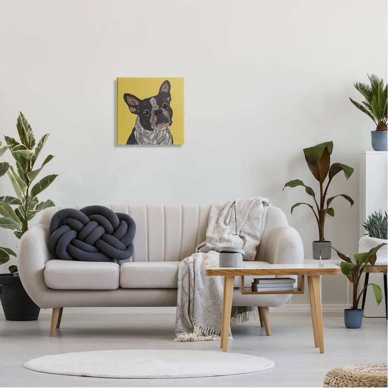 Stupell French Bulldog Detailed Geometric Fractal Shapes Botanicals Canvas Wall Art, Design by Valentina Harper