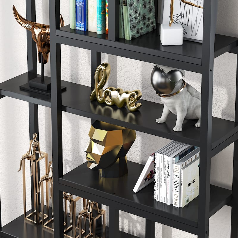 6-Tier Etagere Bookcase, Industrial Geometric Bookshelf