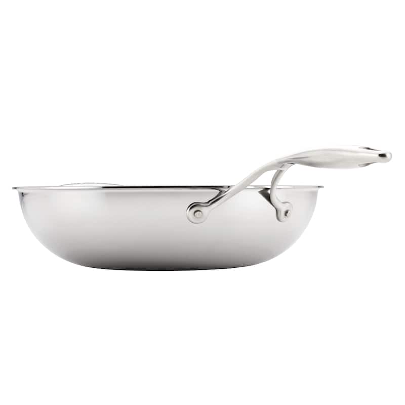 Circulon Clad Stainless Steel Induction Stir Fry Pan with Hybrid SteelShield and Nonstick Technology, 12.5-Inch, Silver