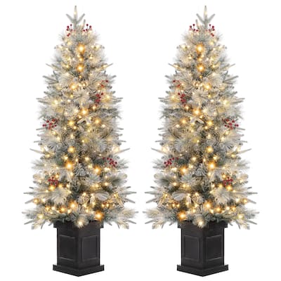 4.5 Ft Pre-Lit Artificial Christmas Tree 2Pack - 4.5 Foot