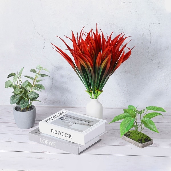 8Pcs Fake Grass Plants 14.5" Artificial Grass Outdoor Anti-UV for Home  Balcony - Green - Bed Bath & Beyond - 39500529