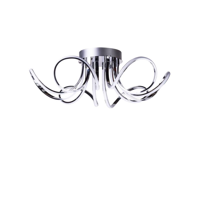 6 Petal Flower Integrated LED Dimmable Chrome Chandelier
