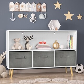 Toy Storage Cabinet,Kids bookcase with Collapsible Fabric Drawers