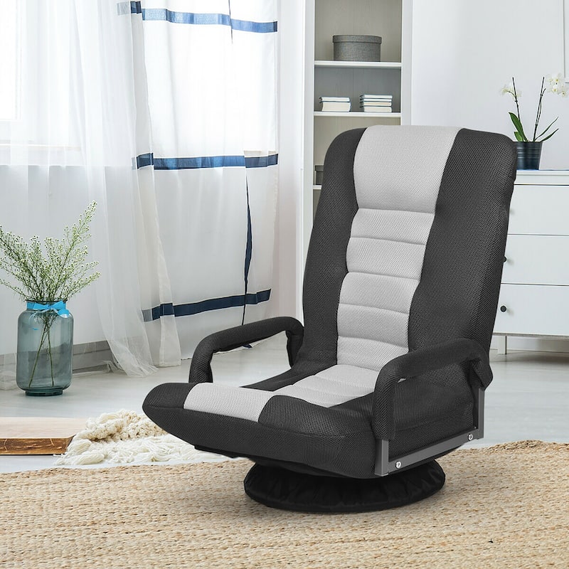 360-Degree Swivel Gaming Floor Chair with Foldable Adjustable Backrest