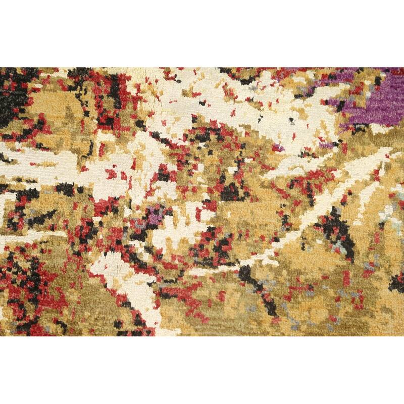 Wool/ Silk Vegetable Dye Abstract Oriental Modern Area Rug Handmade - 4'1" x 6'4"