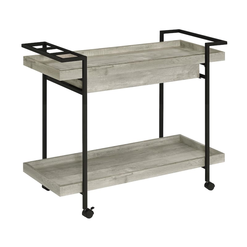 Davis Grey Bar Cart with Storage Drawer