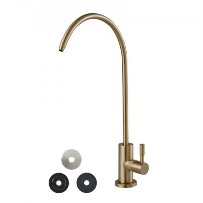 Stainless Steel Drinking Water Filter Faucet - 14.57 x 6.89 x 1.1 inch - Brushed Gold