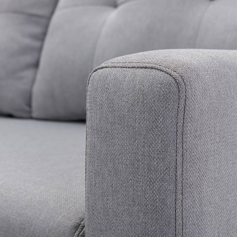 Linen L-Shaped 3-Seat Sofa Convertible Sectional Sofa