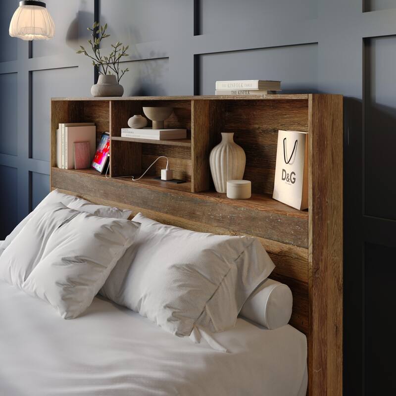 Clayfell Pomona Freestanding Storage Headboard with Shelving