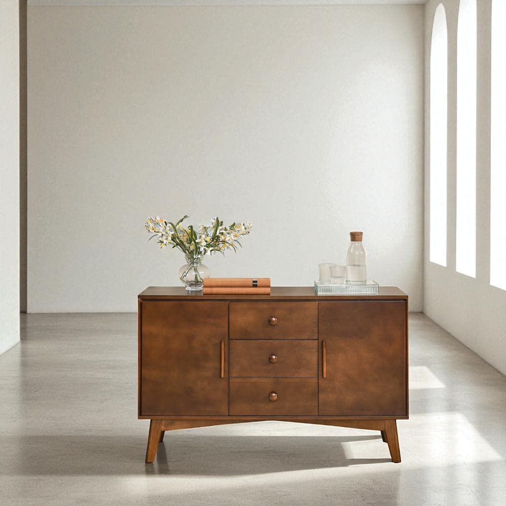 47.3" Mid-Century Modern Buffet Cabinet with 3 Drawers and 2 Doors, Sideboard Storage for Kitchen or Entryway