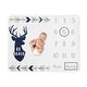 preview thumbnail 1 of 4, Woodland Deer Collection Boy Baby Monthly Milestone Blanket - Navy Blue, Mint and Grey Woodsy Forest Arrow Be Brave