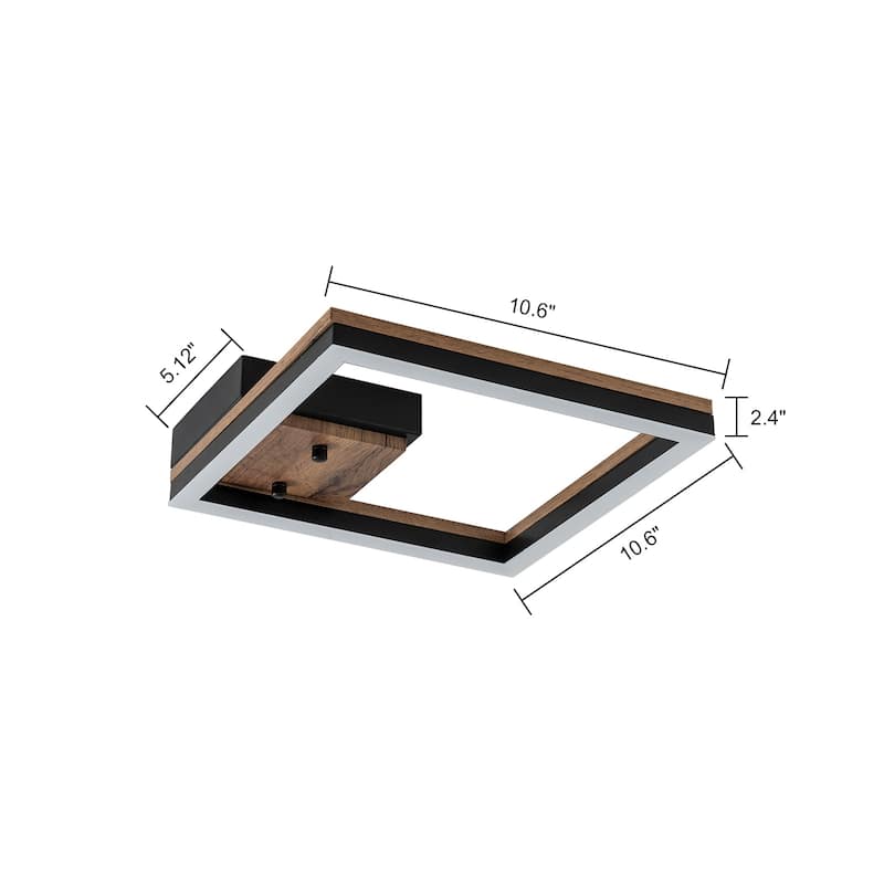 Modern Farmhouse 1-Light Wood LED Flush Mount Ceiling Light