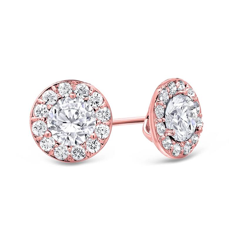 Auriya 14k Gold 1ctw Round Halo Diamond Stud Earrings - Rose