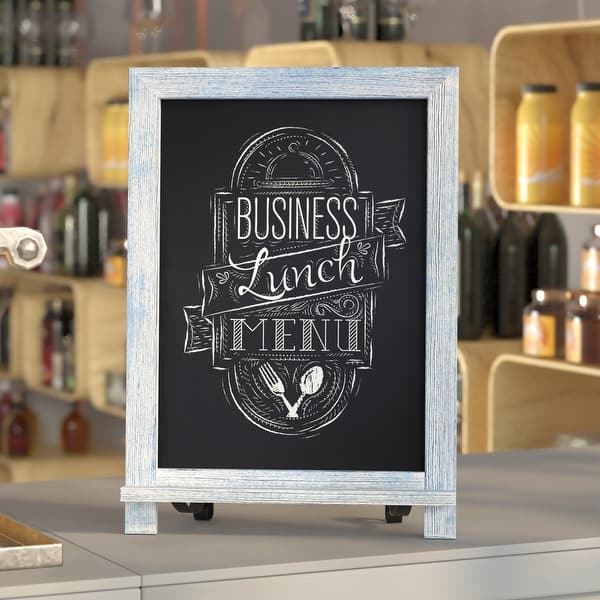 slide 2 of 101, Freestanding Tabletop or Wall Mount Magnetic Chalkboard 12"W x 1.88"D x 17"H - Rustic Blue