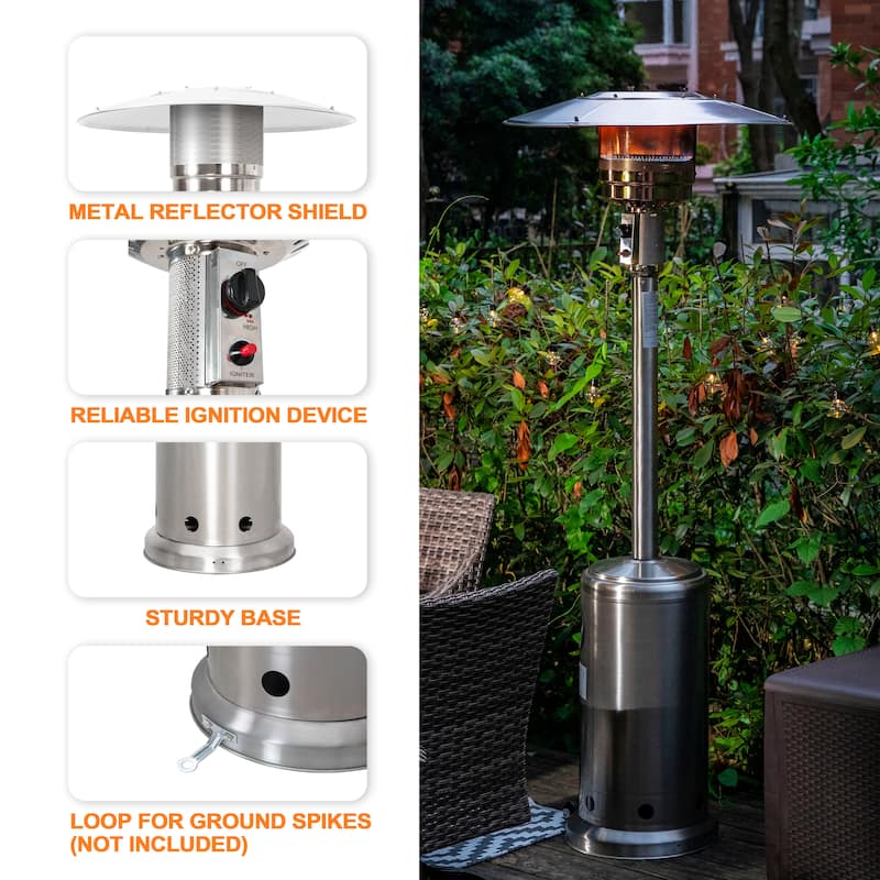 Nuu Garden 46,000 BTU Stainless Iron Propane Gas Patio Heater