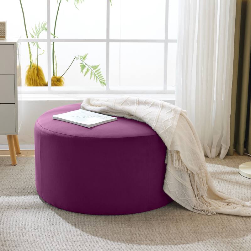 Olias Velvet Upholstered Round Ottoman by Christopher Knight Home