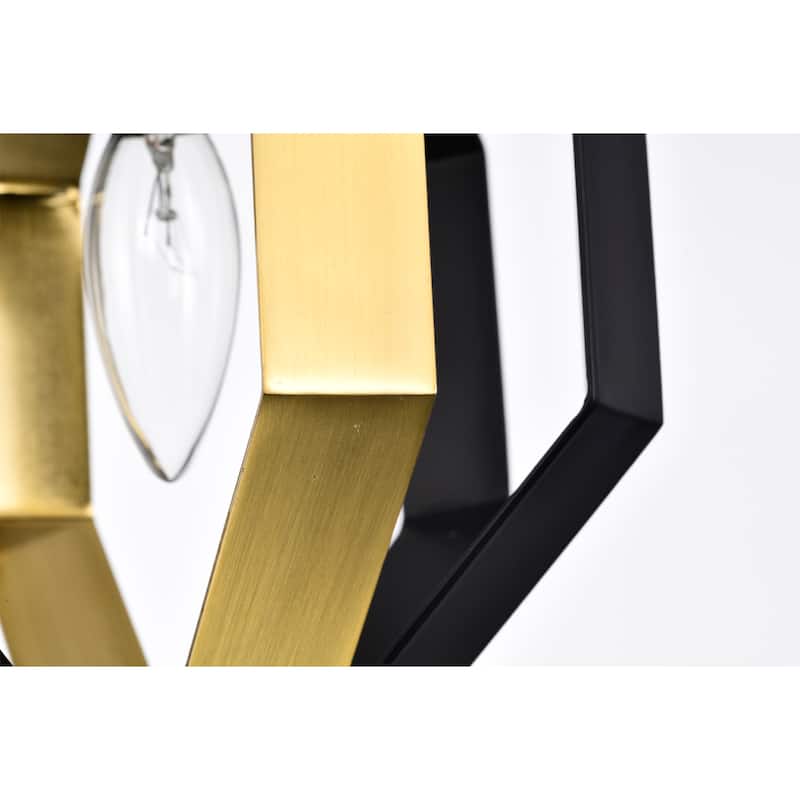 Felicia Semi Flush Mount Ceiling Light Matte Black and Gold Polished Finish 1-Light - N/A
