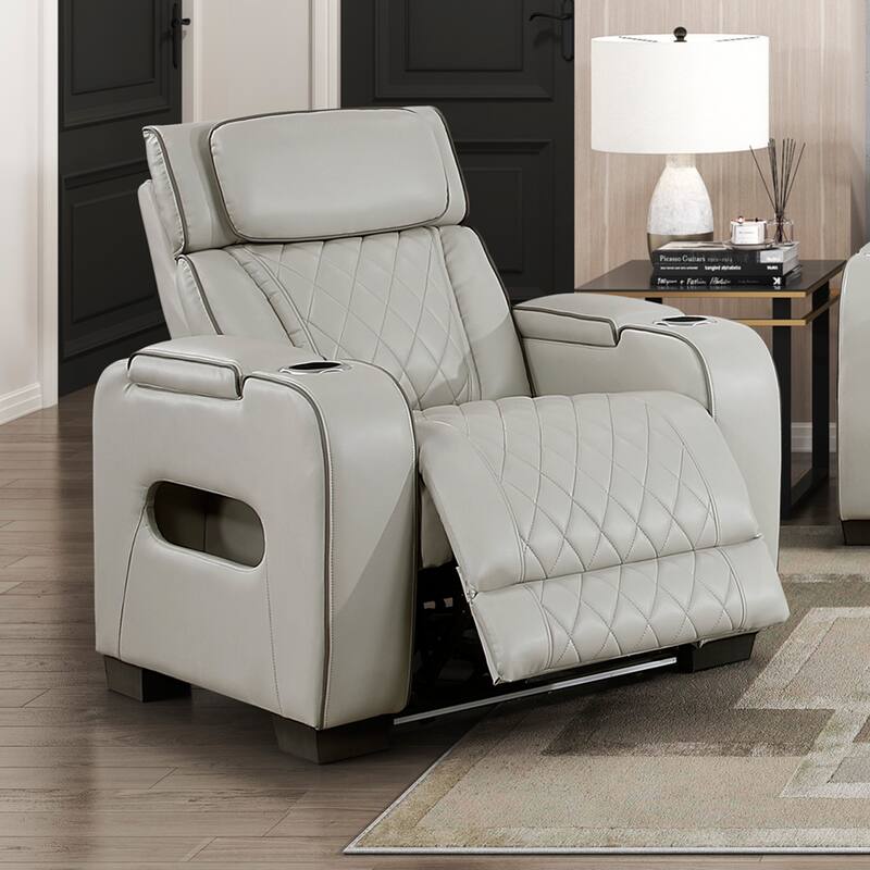Ezra 37.5" Faux Leather Power Recliner - Power Heatrest, Cup Holders