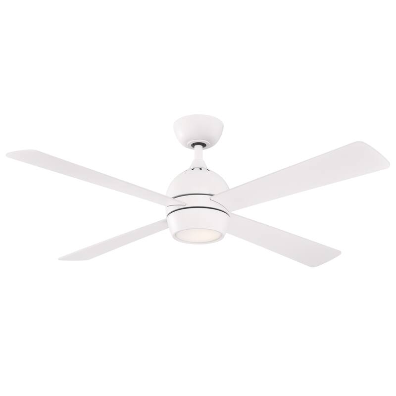 Fanimation Kwad 52 inch Indoor Ceiling Fan with LED Light Kit and Remote - Matte White - Hardwired