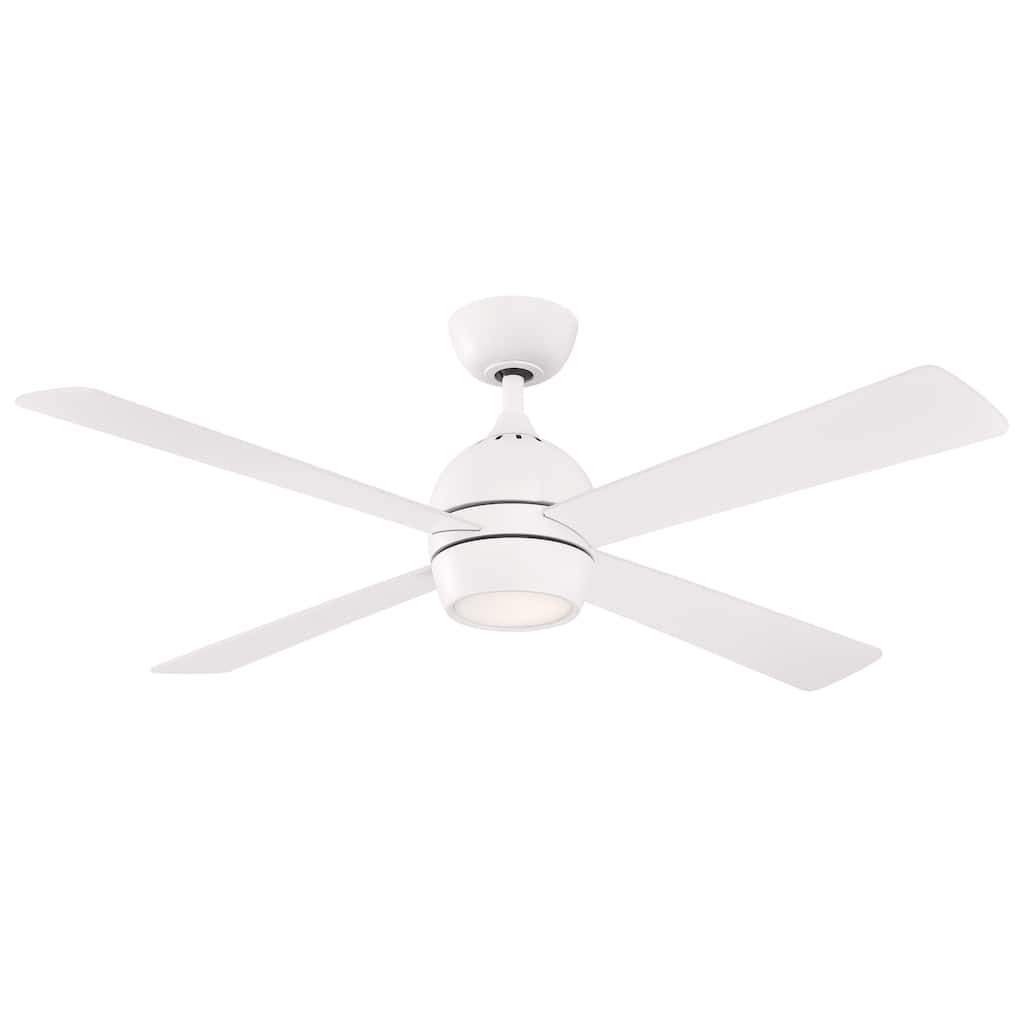 Fanimation Kwad 52 inch Indoor Ceiling Fan with LED Light Kit and Remote - Matte White