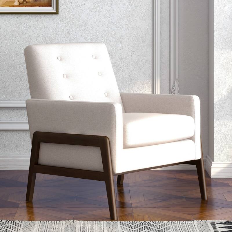Sage Mid Century Modern Velvet Lounge Chair - Beige