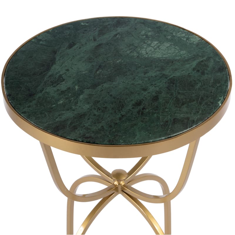 Hager 16 in. W Round Marble & Metal Side Table