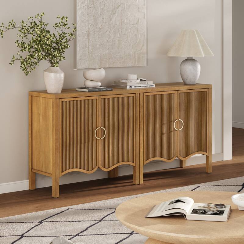Scott Transitional Fluted Accent Cabinet or Storage Cabinet for Living Room or Entryway with Solid Wood Panel