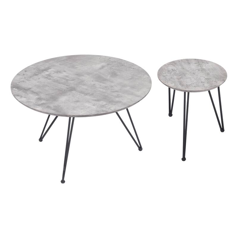 Kerris Coffee Table Set Gray & Black - 31.5" W x 31.5" D x 16.9" H