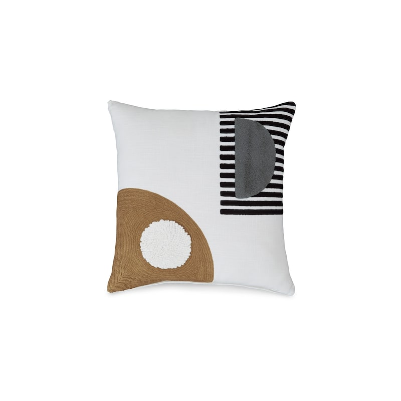 Square Accent Throw Pillow, 20 Inch Modern Embossed Embroidery, White