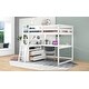 preview thumbnail 25 of 34, Full Size Loft Bed with Desk and Shelves, 2 Built-in Drawers, Gray