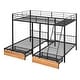 preview thumbnail 22 of 28, Full over Twin & Twin Bunk Bed, Metal Triple Bunk Bed with Drawers and Guardrails