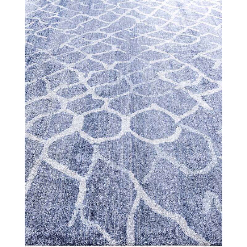 Modern One-of-a-Kind Hand-Knotted Area Rug - Gray, 9' 2" x 11' 10" - 9' 2" x 11' 10"