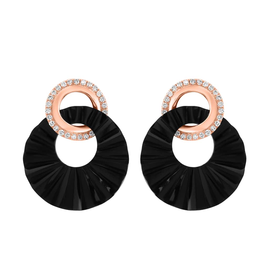 EFFY 14K Yellow Gold Diamond Onyx Earrings