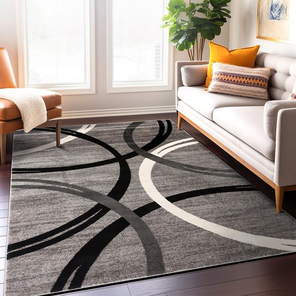 World Rug Gallery Contemporary Abstract Circles Design Area Rug 