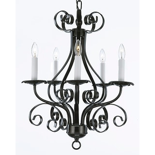 Wrought Iron 5 Light Black Chandelier Pendant - Chandeliers For Bedrooms by Overstock.com