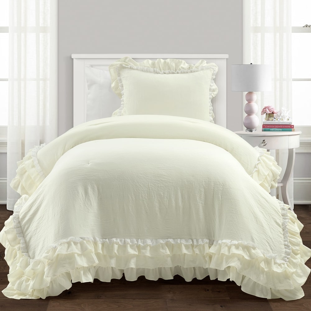 Silver Orchid Gerard Shabby Chic Ruffle Lace Comforter Set