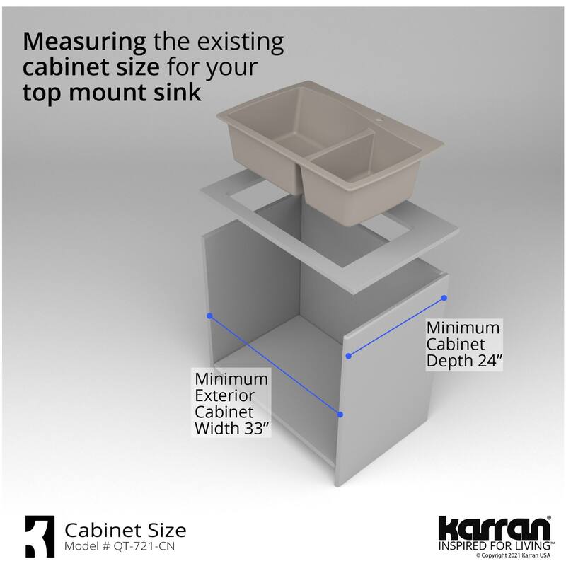 Karran USA QT-721 Quartz QT 34" Drop In Double Basin Quartz Composite