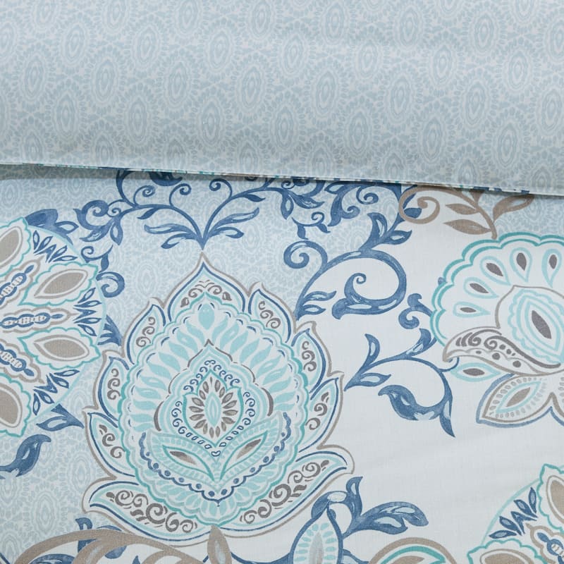 Madison Park Loleta 3 Piece Cotton Floral Printed Reversible Duvet Cover Set (Insert Excluded)