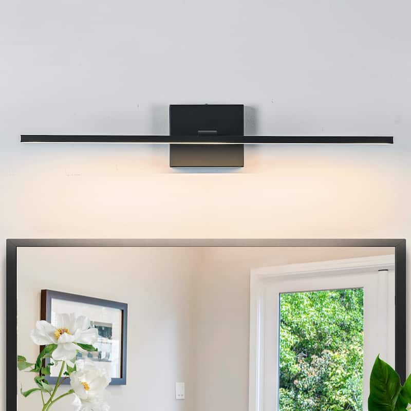 Minimalist Linear LED Vanity Light Dimmable Wall Sconce Light Bar - Black-1