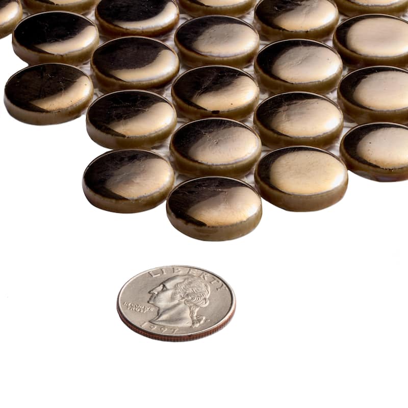 Merola Tile Hudson Penny Round Gold 11-7/8" x 12-5/8" Porcelain Floor and Wall Tile