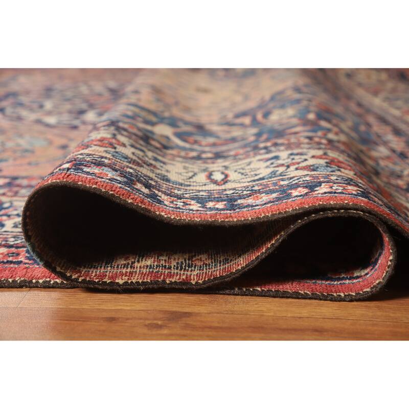 Hand Knotted Oriental 100% Wool Carpet Traditional Floral Pink Tabriz Area Rug - 11' 0'' X 8' 0''