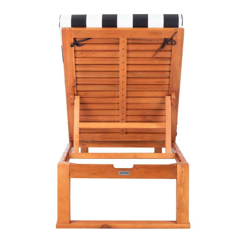 SAFAVIEH Outdoor Kaliyah Solid Wood Chaise Lounge Chair - 25Wx81Dx37H
