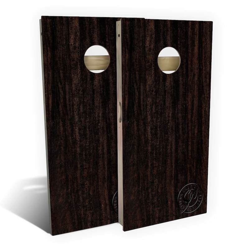 Black Ebony Outdoor Cornhole Board Set - Backyard 2x4 - Include Case + Hole Lights