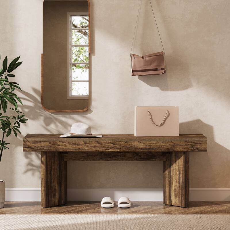 Wooden Entryway Bench, 47" Long Dining Benches Seat for Dining Room