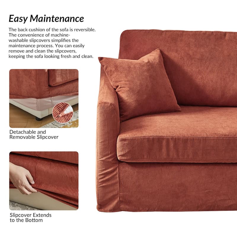 Volkhard 80.5" Modern Slipcovered Sofa With Removable Back Cushion By HULALA HOME
