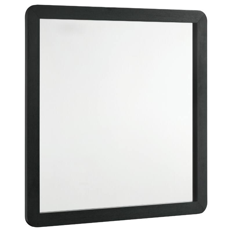 Cavy Dresser Mirror, Rounded Corners and Flat Glass, Black Melamine