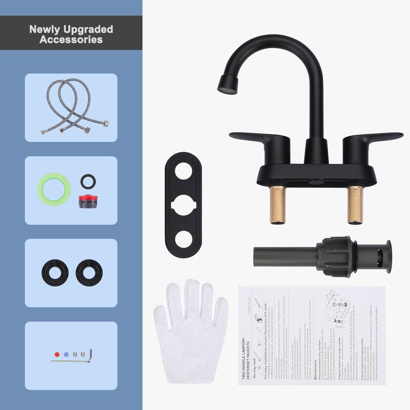 WOWOW 4 in. Centerset Double Handle High Arc Bathroom Faucet